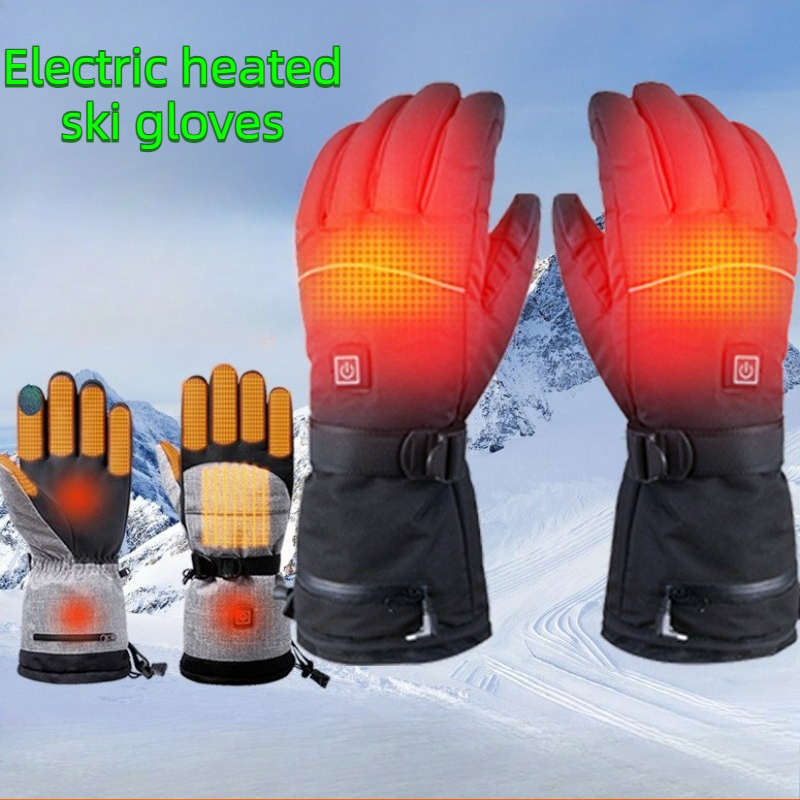 Heated Gloves Electric - Waterproof Electric Heated Skiing Gloves Adjustable