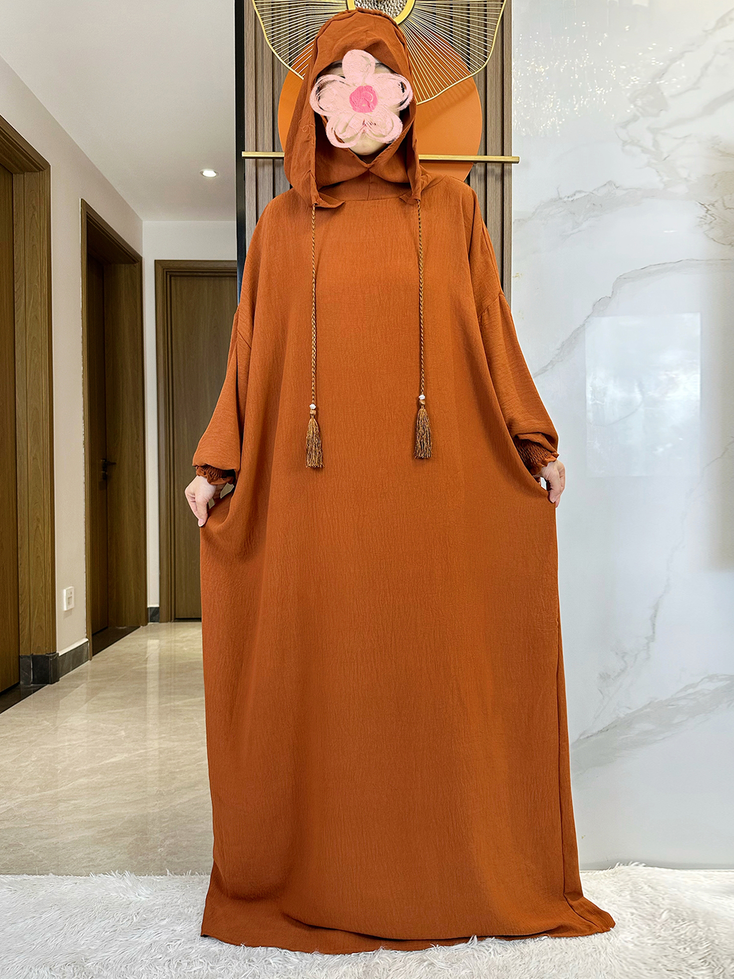 Winter Clothing Dubai - Muslim Abaya Solid Cotton Pullover Two