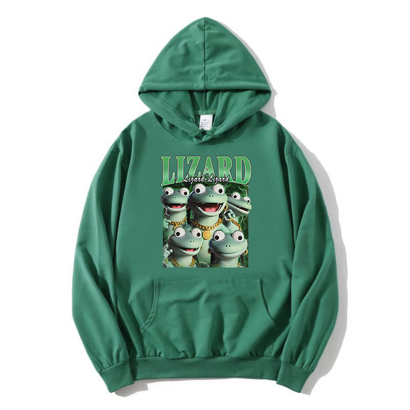 Winter Clothing Meme - Lizard Meme Cartoon Print Hoodies Long