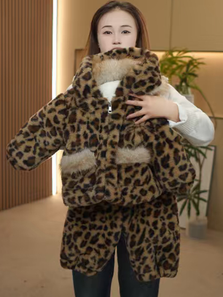 Winter Clothing Kids - Girls Winter Thiened Fce Lined Leopard