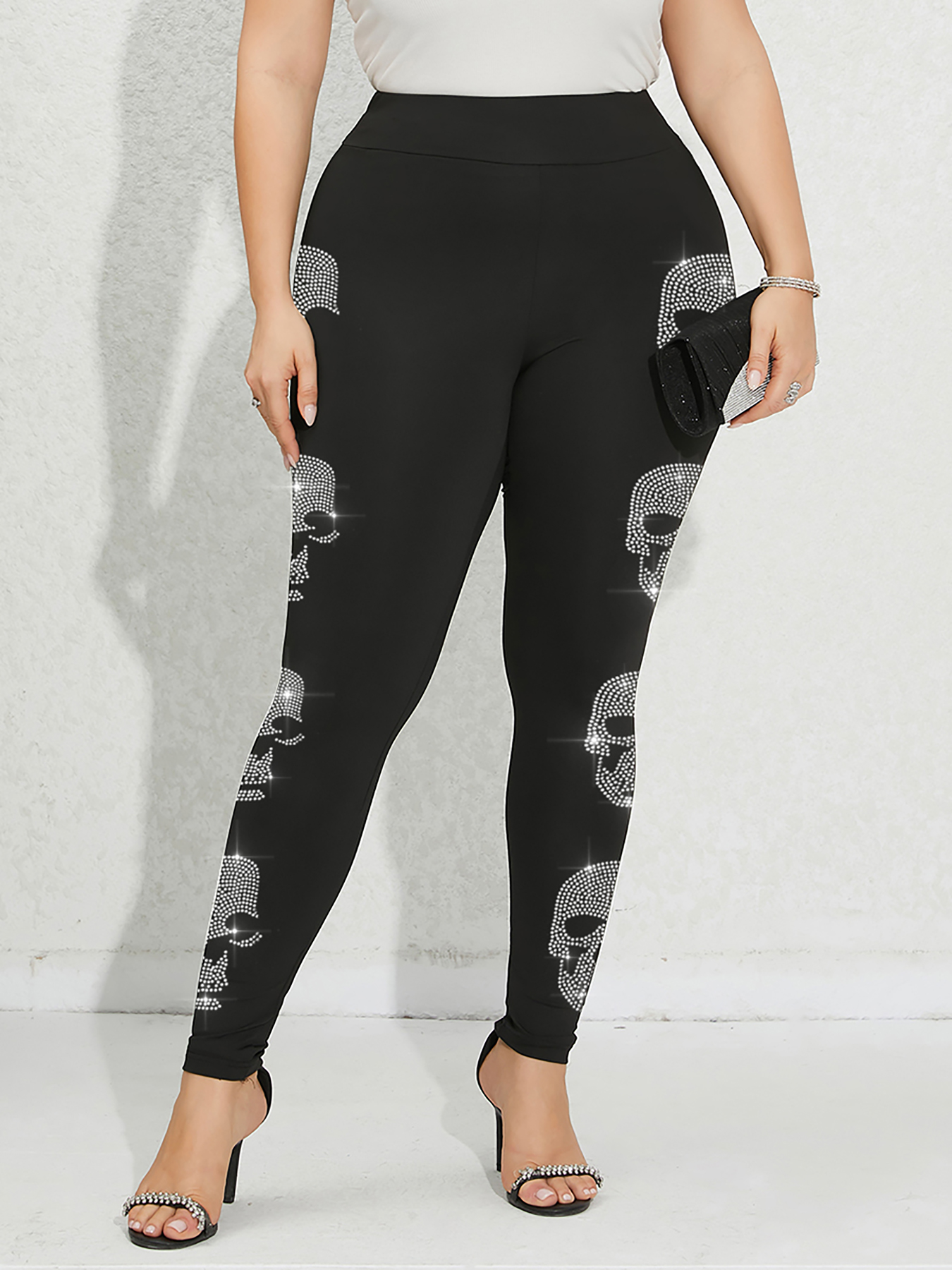 Winter Clothing For Plus Size Women - Plus Size Women's Pants Skeleton Pattern