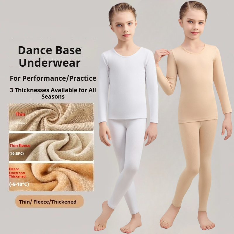 Thermal Base Layer - Girls Nude Dance Baselayer Set Fleece