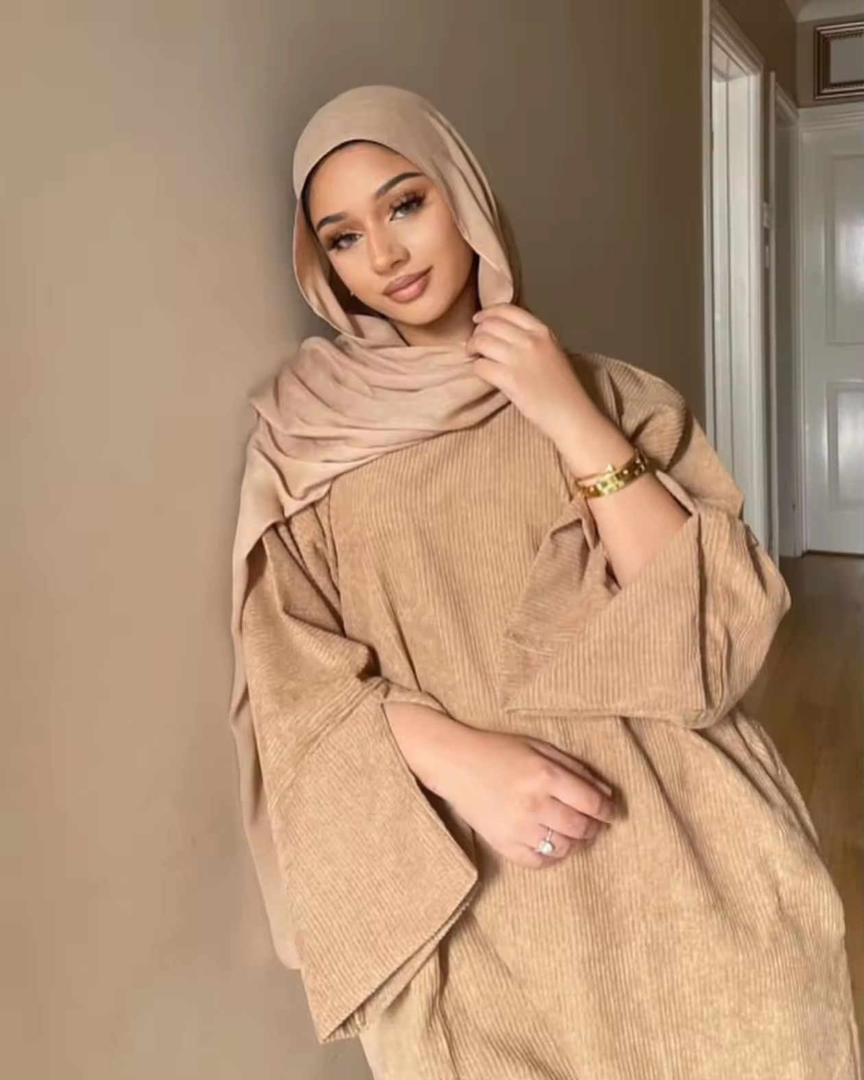 Winter Clothing Dubai - Corduroy Ramadan Dubai Abaya Dress Luxury