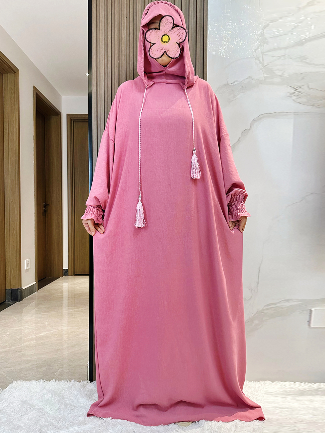 Muslim Abaya Solid Cotton Pull – Winter Clothing Dubai Bewertung und Preis