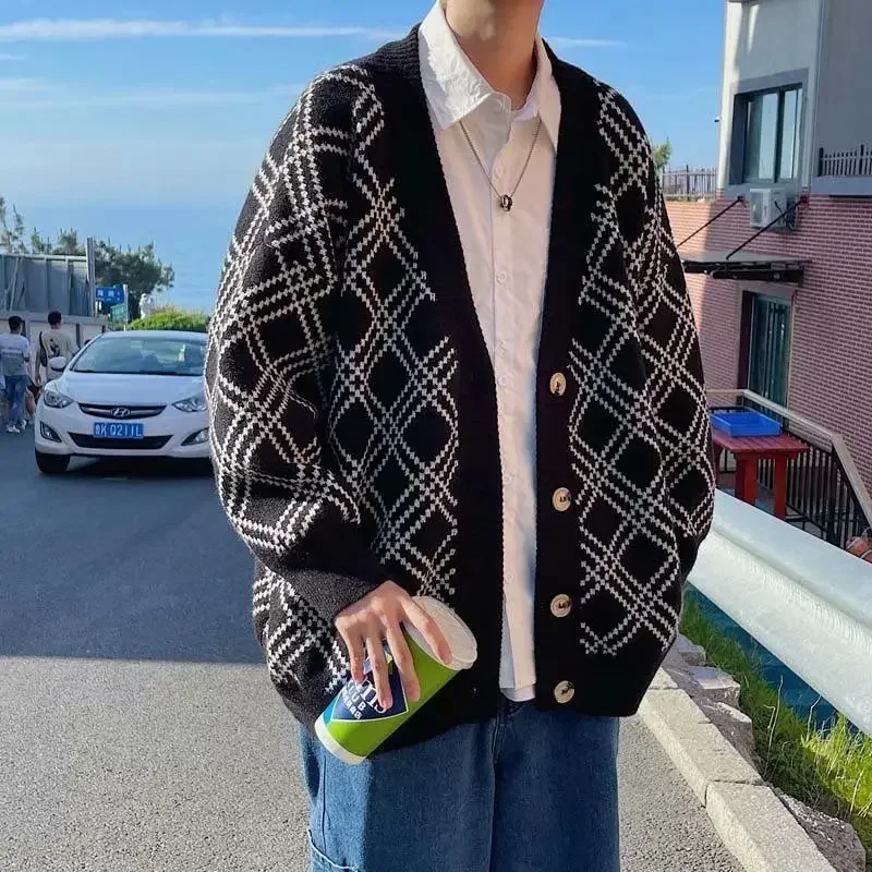 Men's Clothing Plaid Knit Swea – Winter Clothing Meme Bewertung und Preis