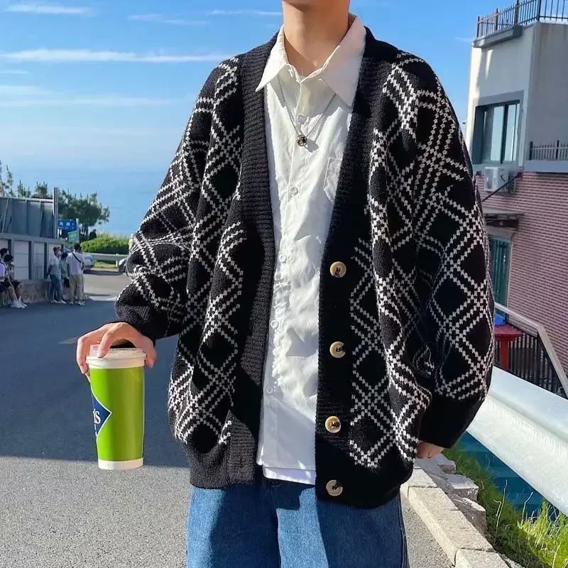 Men's Clothing Plaid Knit Swea – Winter Clothing Meme Bewertung und Preis