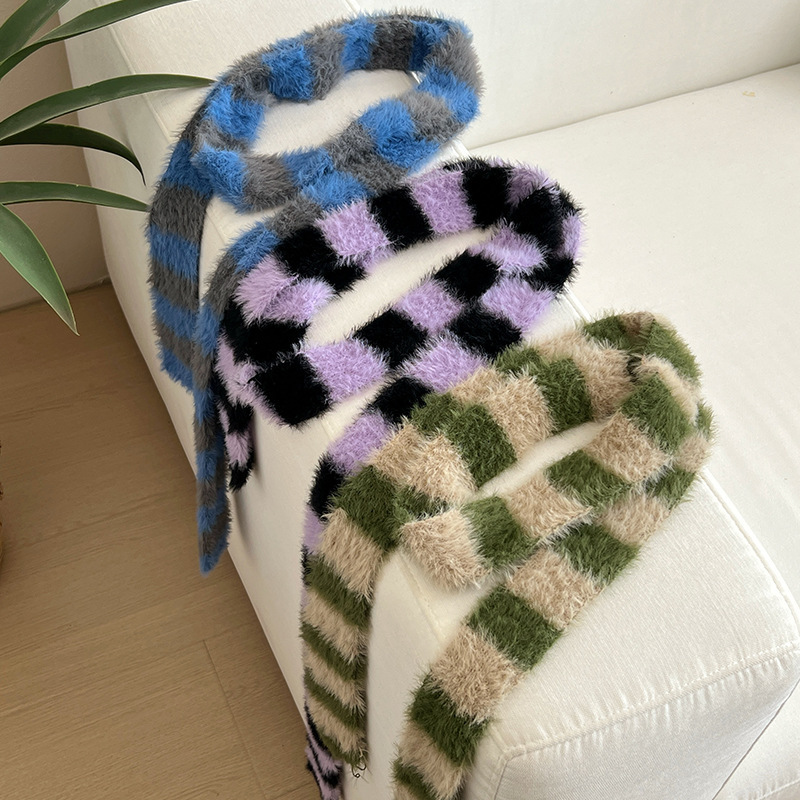 Y2k Striped Plush Narrow Long  – Winter Clothing Accessories Bewertung und Preis