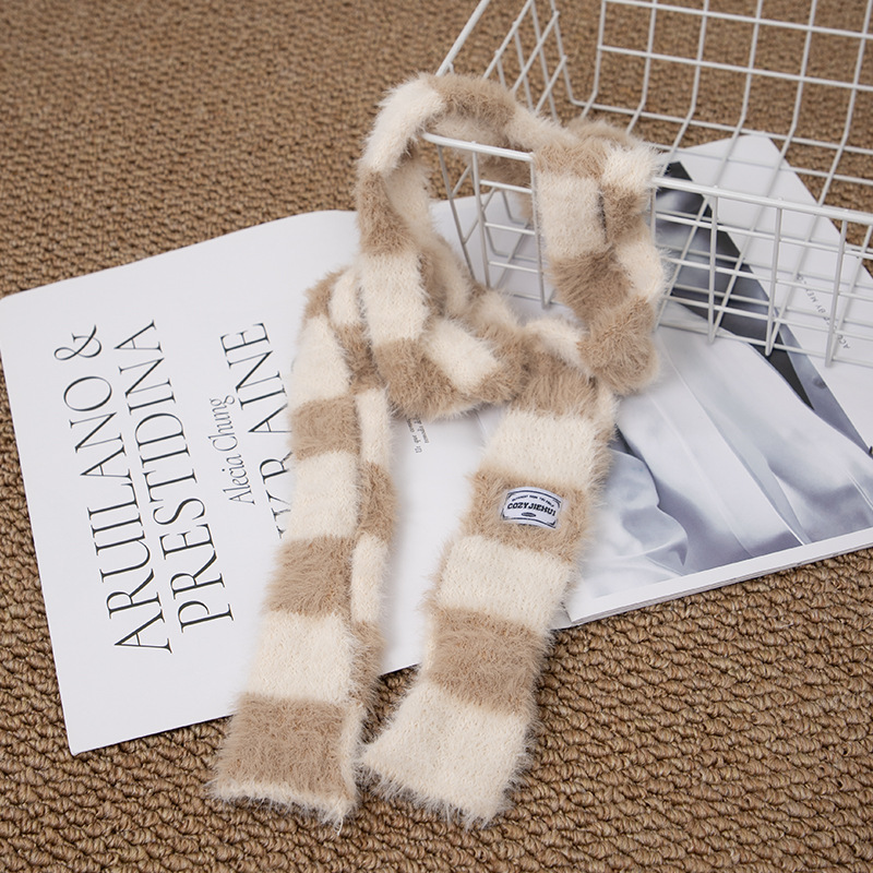 Y2k Striped Plush Narrow Long  – Winter Clothing Accessories Bewertung und Preis