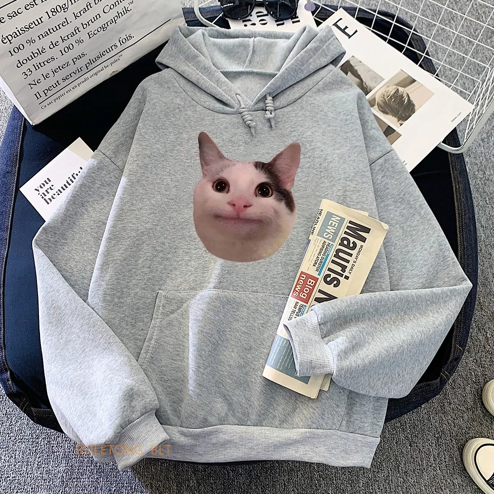Meme Cats Hoodies Casual Kawai – Winter Clothing Meme Bewertung und Preis