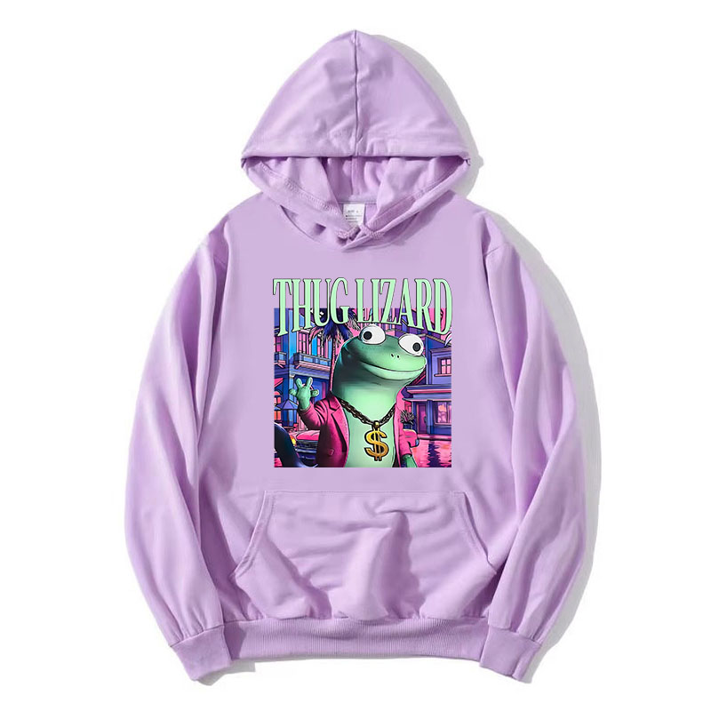 Lizard Meme Cartoon Print Hood – Winter Clothing Meme Bewertung und Preis