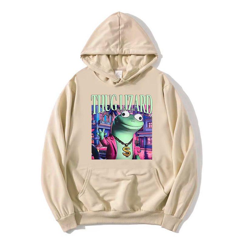 Lizard Meme Cartoon Print Hood – Winter Clothing Meme Bewertung und Preis