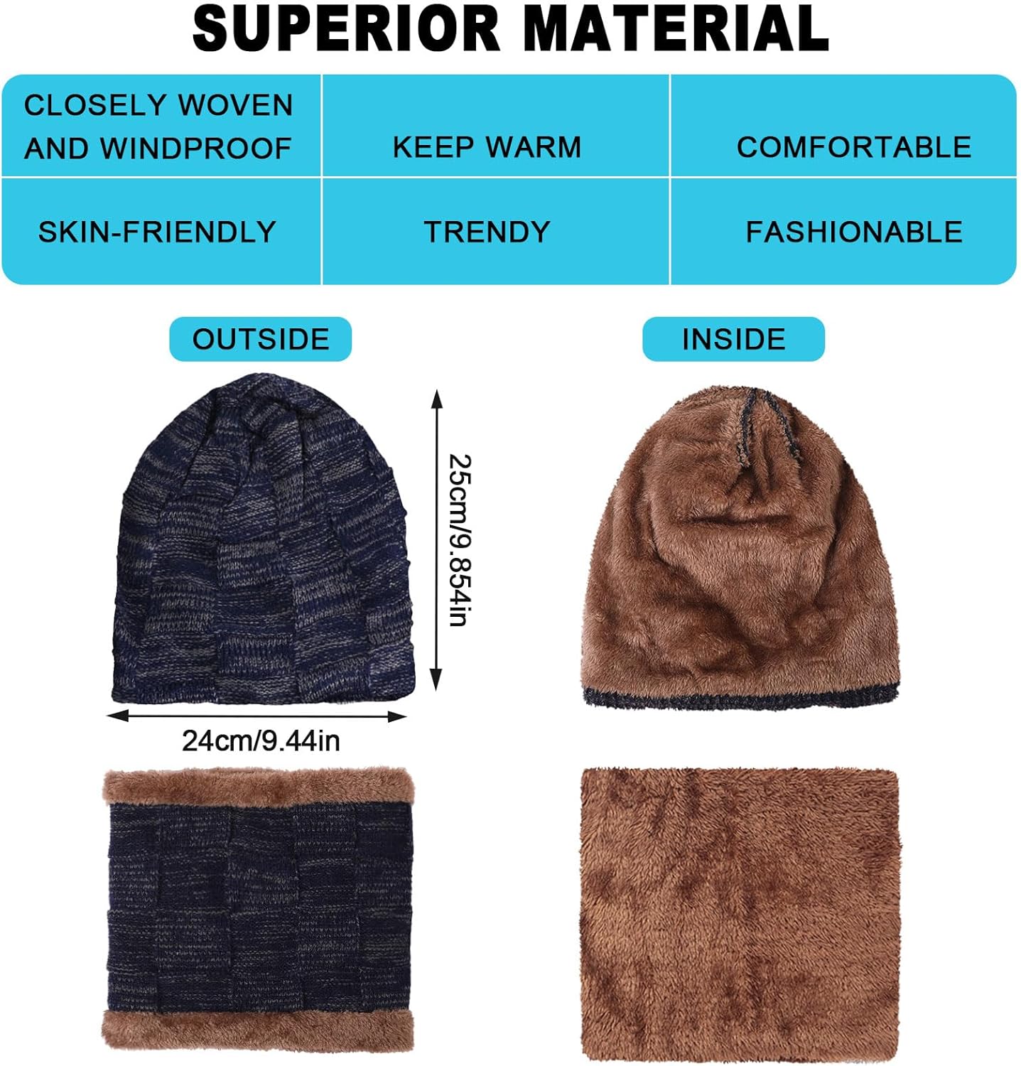 Winter Beanie Hat Scarf Socks  – Knit Glove Touch Screen Bewertung und Preis