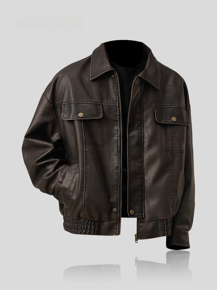 Trendy Loose Men's Leather Jac – Winter Sun Clothing Bewertung und Preis